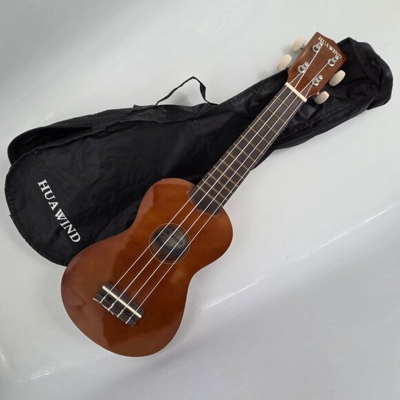 HUA WIND Hawaiian Ukulele for Beginners, Four String, Wood, Brown - Picture 1 of 10